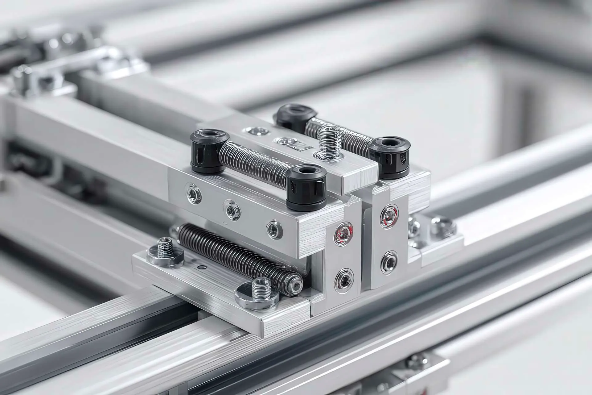 Profilati in alluminio e sistemi lineari in una linea di assemblaggio