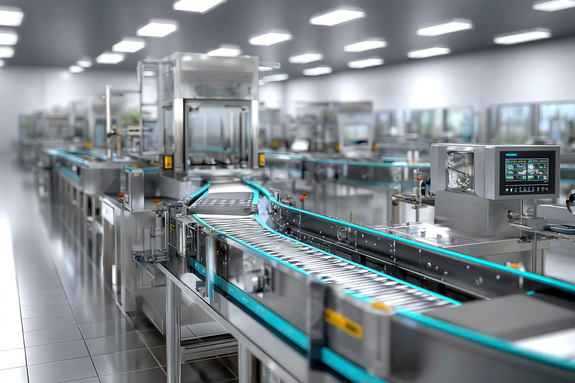 Linea produttiva alimentare con guide lineari