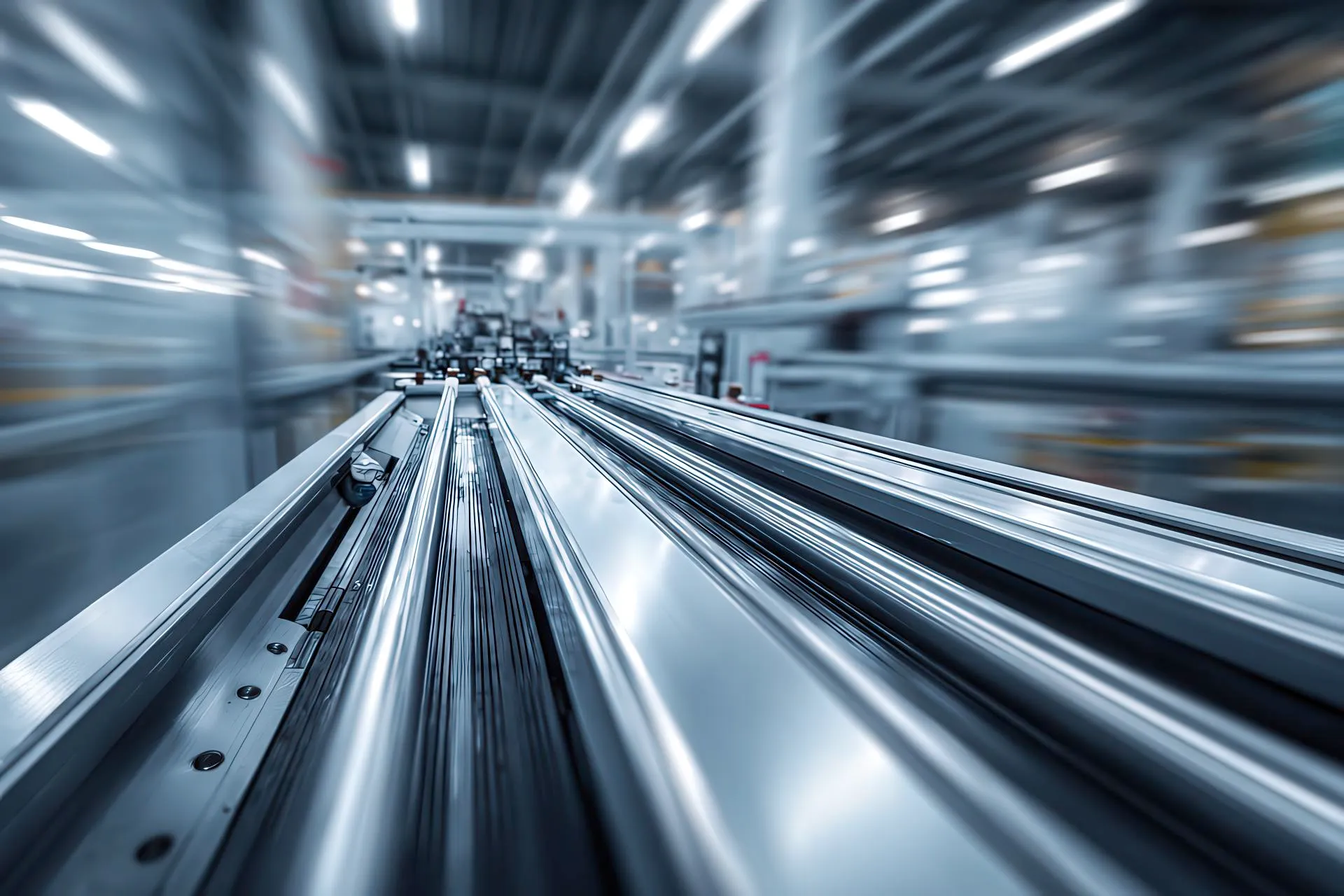 Sistema di guide lineari montato su una linea industriale