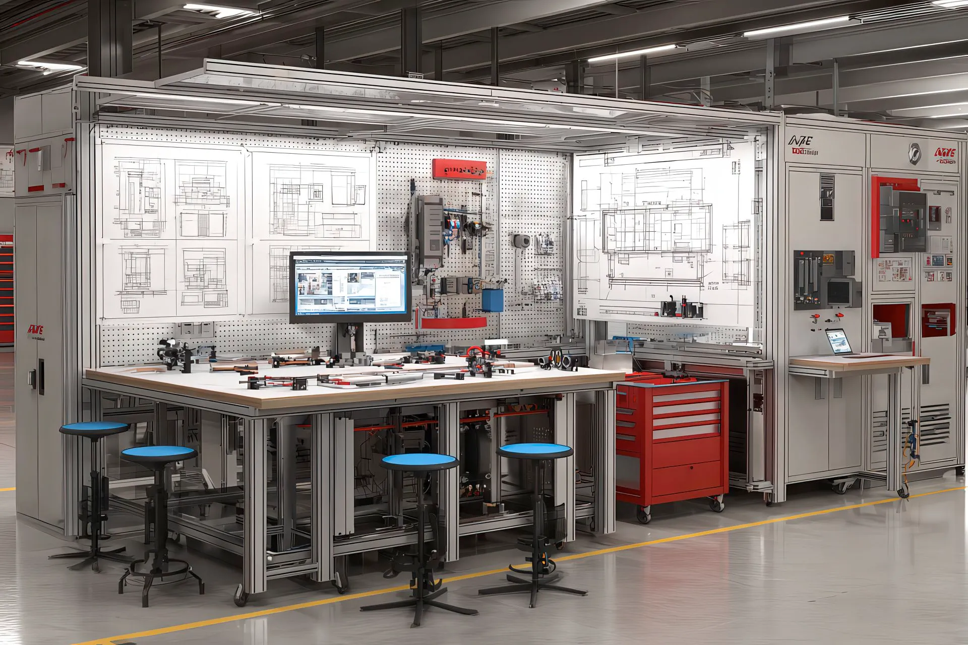 Accessori tecnici per protezioni modulari in un’officina industriale