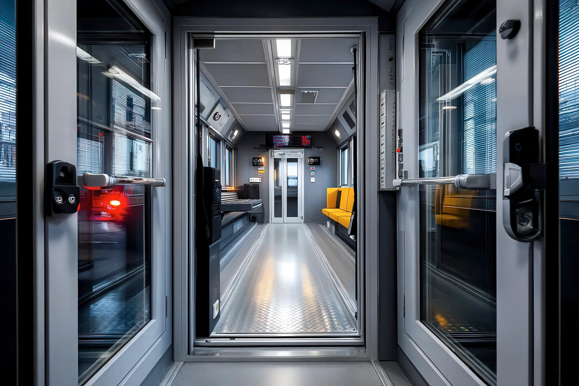 Interno luminoso di cabina insonorizzata LPM con accessi ergonomici